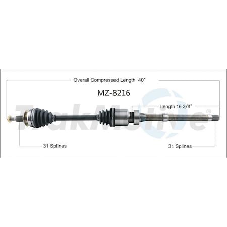 Surtrack Axle Cv Axle Shaft, Mz-8216 MZ-8216